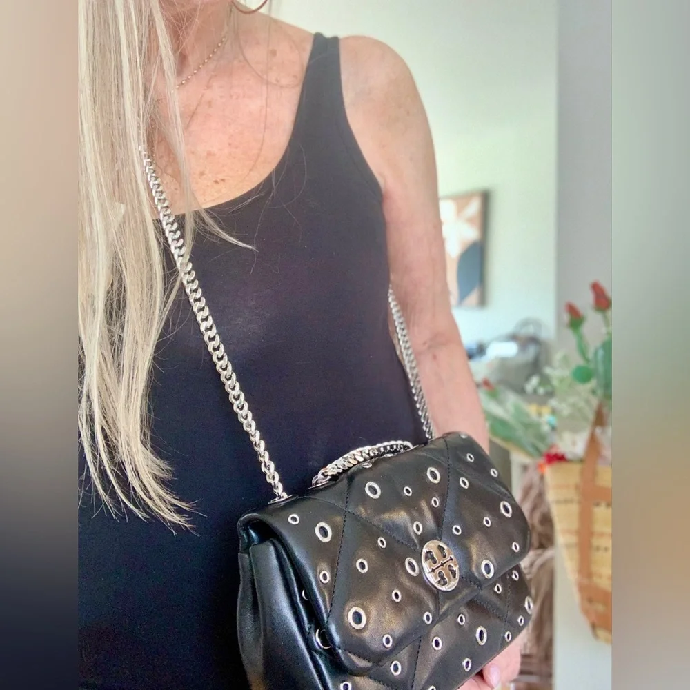 NWT TORY BURCH WILLA LEATHER GROMMETS SHOULDER CROSSBODY BAG - Picture 3 of 12